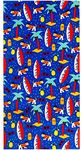 YIFONTIN Beach Towel for Kids, Velour Terry Blanket Throw 100% Cotton 25.5X51 inches for Swim Bath Camping, Surfboard Puppy Dogs.