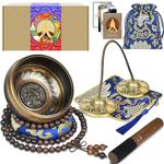 Artcome 7PCS Tibetan Meditation Set - Tibetan Singing Bowl & Tibetan Tingsha Cymbals Bells Handmade in Nepal for Meditation, Yoga, Tranquility, Relaxation, Chakra Healing, Stress Relief & Mindfulness