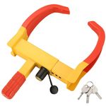 DASBET Wheel Clamp Lock Anti-Theft Wheel Lock Clamp Heavy Duty Car Wheel Lock with 3 Keys Adjustable Security Tire Clamp Fits 7-11" Width Tyres Security Clamp for Cars Caravans Trailers (Red)