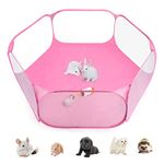 Casifor Guinea Pig Cage Rabbit Cage with Mat Playpen Perfect Size for Small Animal Pet Play Pen Easy to Clean Exercise Yard Fence Portable Tent for Hamsters, Hedgehog, Puppy, Cats (Pink Waterproof)