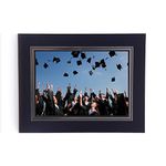 Kenro Pack of 10 Blue Cardboard Strut Mount Photo Frames with Silver Border (6x4 Inch/10x15cm) - Card Photo Mounts for Graduation, School Photos, Weddings - PMA120/10