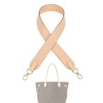 DGAZ Vachetta Leather Shoulder Strap, Replacement Bag Strap for Neverfull with O-Rings and Gift Box, Handmade Leather Shoulder Strap, 4cm Wide (Beige, Length 65cm)