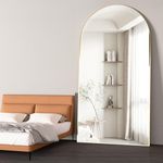 NEUWEABY Arched Floor Mirror 78"x38" Arch Full Length Mirror with Stand Gold Large Wall Full Body Mirror Standing Hanging or Leaning Against Wall for Bedroom Entry, Living Room