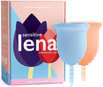 Lena Sensitive Menstrual Cups - Soft & Reusable for Light & Heavy Flow, Beginner-Friendly, Tampon, Period Underwear & Pad Alternative - Small and Large 2-Pack - Blue and Coral