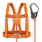 HOIIME Safety Harness Kits with Lanyard, Big Buckle 2m Full Body Safety Fall Arrest Protection Harness, Load-Bearing 100KG,Adjustable Waist Belt with Thickened Belly Support (Big Buckle)