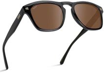 WearMe Pro Polarized Retro Large Rectangular Mens Sunglasses (Glossy Black/Brown Lens)