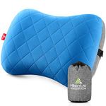 HIKENTURE Camping Pillow with Removable Cover - Ultralight Inflatable Pillow for Hiking,Backpacking, Upgrade Comfortable Ergonomic Air Pillow for Neck Support, Soft Travel Pillow in Car,Beach,Office