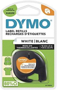 DYMO LetraTag Iron-On Fabric Labels | Authentic | 12 mm x 2 m Roll | Black Print on White | Iron-On Clothing Labels for LetraTag Printers