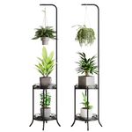 COPREE 2-tier Hanging Plant Stand 2 Pack, Space-Saving Iron Planter Shelves Flower Pot Organizer Rack Multiple Flower Pot Display Holder Shelf Indoor Outdoor Heavy Duty Planter Shelving Unit