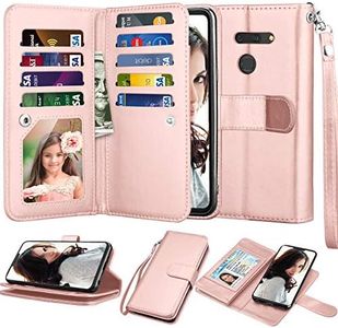 LG G8 ThinQ Wallet Case, LG G8 Case, LG G8 ThinQ Case, Njjex [9 Card Slots] PU Leather ID Credit Holder Folio Flip Cover [Detachable][Kickstand] Magnetic Phone Case & Wrist Strap For LG G8 [Rose Gold]