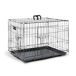 Furdreams 36-Inch Dog Cage Crate – Heavy Duty Black Metal Folding Crate with 2 Doors (Front & Side), Chew-Resistant Plastic Base Tray, and Carrier Handle – Ideal for Puppy Training (92 x 57 x 63cm)