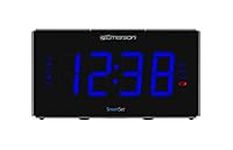 Emerson Smartset Sound Therapy Alarm Clock Radio with White Noise/Nature Sounds 1.8" LED Display Black/Blue, ER100105