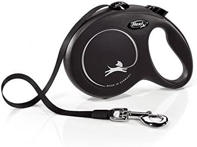 Flexi New Classic Retractable Dog Leash (Tape) for Dogs Upto 50 kgs, Black, Large (16 Feet) | Ergonomic, Durable and Tangle Free Pet Walking Leash