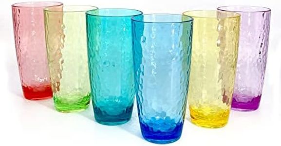 26-Ounce Large Acrylic Glasses Plastic Tumbler/Drinking Cups,Set of 6 Multi-Hammered Style,BPA Free