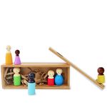 shumee Wooden Set with Peg Dolls- 7 Pieces (3 Years+) | Multicolor | Pretend Play | Handmade | Eco Friendly | Organic