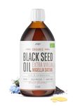 Organic Black Seed Oil 250ml – Cold & Freshly Pressed – Up to 5X% Strength Thymoquinone – 100% Pure Extra Virgin Cumin Black Seed Oil - By Alpha01