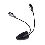 summina Music Book Stand Light Lamp Clip-on 2 Dual Arms 4 LED Flexible Black