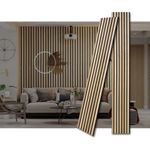 3D Fluted Sound Absorbing | Decorative Soundproof Paneling | Acoustic Wood SLAT Wall Panels | Soundproof Wall Panels for Living Room | 94.48 * 23.62in | 2PCS Coverage | Natural Oak…