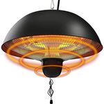 Hanging Patio Heater, Outdoor/Indoor Electric Infrared, Ceiling Heater with 3 Adjustable Modes 600W/900W/1500W