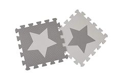 9 Grey Interlocking Foam Baby Play Mat Star Tiles with Edges - Play Mats. Each tile 30 x 30cms. Total 0.9m2.