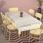 Kuber Industries Dining Table cover 6 Seater|Table Cloth|Table Cover for Home, Restaurant|Circle Design|Cotton 6 Seater Dining Table Cover (White)