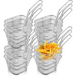 12 Pcs Mini Square Fry Basket Stainless Steel French Fries Holder Deep Fryer Baskets Only Square Mesh Food Basket with Handles Small Serving Basket for Kitchen Restaurant Cafe Barbecue