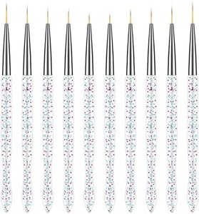 AIEX 10pcs Nail Liner Brushes, 7/9/11/15/20mm Nail Painting Brushes Nail Polish Striping Brush for Dotting Painting Drawing Thin Lines