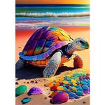 DAERLE 5D Diamond Painting Sea Turtle, DIY Full Round Diamond Art Kits, Diamond Pictures for Adults Diamond Painting Kits Watercolour Turtle Arts Craft Gift for Home Wall Decor 30x40cm