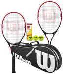 Wilson Federer Tennis Racket Twin Set With Wilson Advantage Racket Bag and 3 Championship Tennis Balls