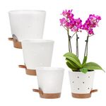 Self Watering Orchid Pots - Each of 5, 6, 7 and 8 inch -4 Pack Orchid Pots with Holes and Plastic Breathable Orchid Planters for Repotting - White