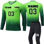 Mens Kids Soccer Goalkeeper Jersey, Goalkeeper Jersey Set Women Long Sleeve & Pants Custom Personalized Jersey with Name+Number+Logo Boys Gift