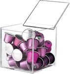 DARENYI Coffee Pod Holder with Lid, 5 x 5 inch Acrylic Coffee Storage Box for Nespresso Vertuoline Capsule K Cup Kcup Holder Coffee Pod Tea Bag Candy Storage Organizer Container