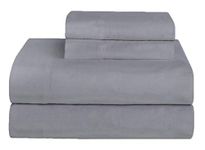 AmigoZone Brushed Cotton Thermal Flannelette Fitted Sheet Flat Sheet With Pillowcases Sheet Set, KING - GRAY