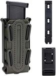 IDOGEAR Mag Pouch Pistol Magazine Pouches 9mm Softshell Adjustable Universal Mag Carrier .40 S&W .45 ACP with Belt&MOLLE Clips (Ranger Green)