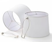 White Lamp Shades Set of 2, 12 x 14 x 11 inch (Large Size), Drum Spider Lampshades with 10 inch Harp, Modern Fabric Lamp Shade for Table Lamp and Floor Lamp, Linen Cloth Lamp Cover, Assembly Required