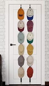 ETOWIFA Hat Rack for Baseball Caps and Organizer Holder [ up to 36 Caps ] Display over the Door or on the Wall Hat Hanger with 2 Straps and 12 Adjustable Hooks, Black [ Upgraded Strong Hooks ]