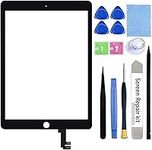 for iPad Air 2 Screen Replacement,Air 2 2nd Gen 9.7 A1566 A1567 Touch Screen Digitizer Front Glass Repair Assembly(Only for Professional Person,Not LCD) PreInstalled Adhesive with Tools kit,Black