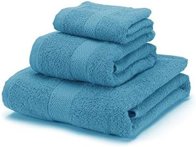 Boncasa - Set di asciugamani, 100% cotone pettinato (non rigenerato), filatura ad anello, 450 g/m3, morbidi al tatto (turchese, set da 3 pezzi)
