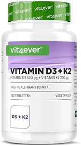 Vitamine D3 20,000 I.U + Vitamine K2 200 mcg Menaquinone MK7 Depot - 180 Comprimés - 99.7+% All-Trans (K2VITAL® by Kappa) - Végétarien - Dose élevée