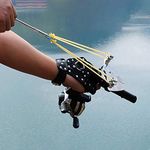 Koo Professional Fishing Slingshot Set Powerful Full Fishing Catapult Outdoor Shooting Hunting Tool Fishing Reel + Darts+Handguard (C)