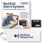 Smart Caregiver Wireless Bed Pad Alarm System with Weight Sensor and Pager for Fall Prevention | 10" x 30" Alarm Pad for Bed Alerts Medical Caregiver | Cordless Bed Alarm with Up to 300' Range