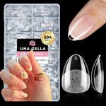 UNA GELLA Almond False Nails, 504Pcs Extra Short Almond Nail Tips Full Cover Soft Gel Nail Extensions Kit Clear Press on Nails for Home Art DIY 12 Sizes