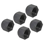 PATIKIL 1/2" Plastic Flare Cap, 3/4-16UNF Female Thread 5Pcs 45 Degree SAE Flare Tube Fitting Valve Cap Plug Stop for Air Conditioner Pipe Gas Line Hydraulic, Black