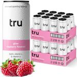 Tru Glow Seltzer, Biotin Beauty Drinks with Vitamin A, Raspberry Fruit Juice Flavored Sparkling Water, Caffeine Free, Kosher, Gluten Free, Low Calories, No Sugar Added Beverages, 12oz (Pack of 24)