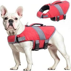 Mosucoirl Dog Life Jacket High Flotation,Reflective Dog Lifesavers Floats Vest Pet Safety Coats Lifejacket Swimsuits Small Medium Large Dog for Swimming Boating Surfing Kayakin (Red, XL)