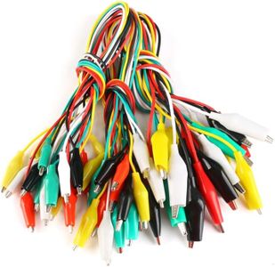 JESSINIE Alligator Clip Test Leads - 50cm Multicolor Wire Jumpers with 4.5cm Electrical Clips, Assorted Red Yellow Green Black White,10-Pack for Electrical Testing Electronic Experiments