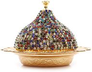 Alisveristime Coated Handmade Brass Sugar Chocolate Candy Bowl Serving Dish with Lid (Crystal) (Multi)