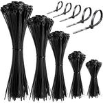 600 Pack Black Nylon Cable Ties Mixed Pack,Cable Zip Ties,Zip Ties Heavy Duty, Self-Locking Wire Tie, Assorted Sizes 4" 6" 8" 10" 12", with 18/40/54 lbs Tensile Strength,UV & Heat Resistant