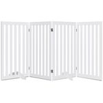 Maxmass Freestanding Pet Gate, 4 Panel Folding Dog Fence with 360°Hinges, Wooden Safety Barrier for Stairs Doorway