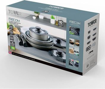 Tower Freedom 13-Piece Cookware Set – Non-Stick Pots and Pans